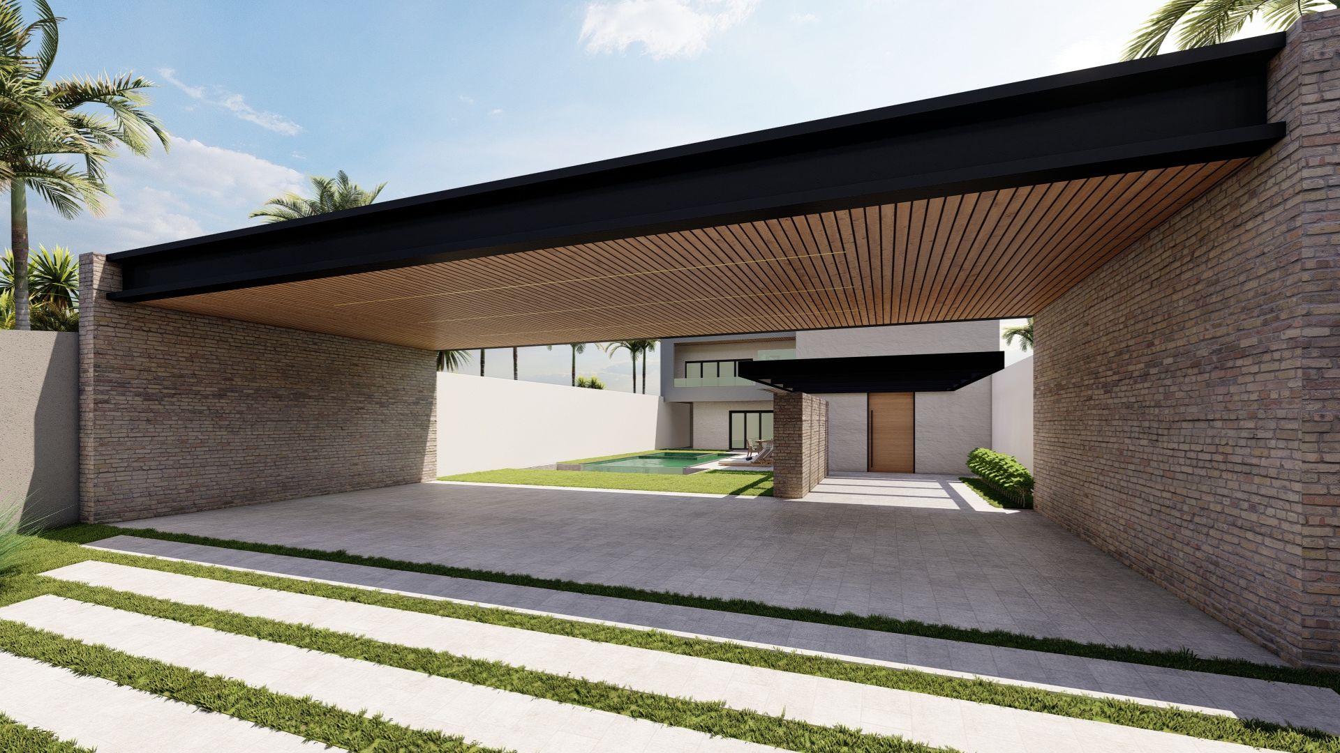 Projeto de casa contemporânea com área de lazer